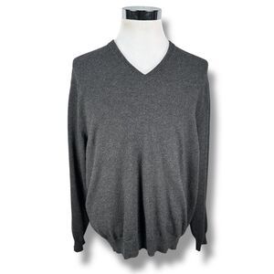 Club Room Sweater Men’s 2XL XXL Gray 100% Cashmere V-Neck Pullover Knit Estate